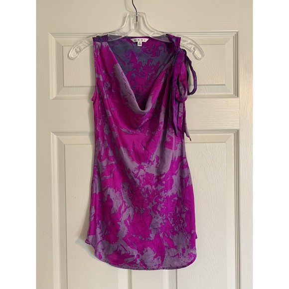 CAbi Top Size small Pink Purple Abstract Sleeveless Silk Blouse Career Dressy - Picture 2 of 15